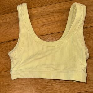 ALO Yoga Light Yellow Ribbed Sports Bra